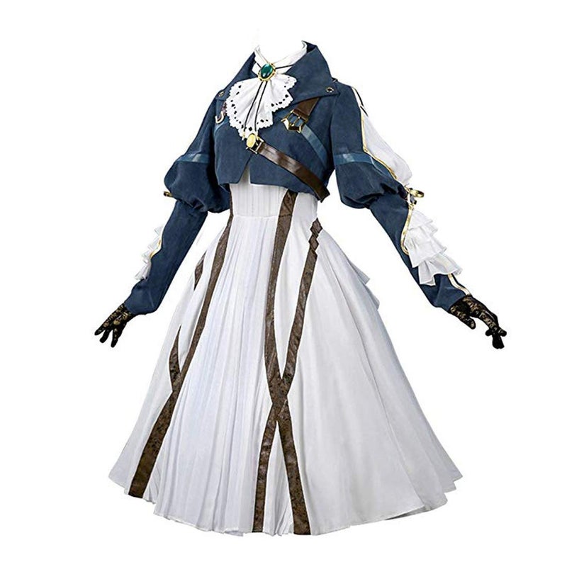 Nuoqi Violet Evergarden Cosplay Costume Nuoqi Womens Anime Uniforms Suit Dark Blue White GC371A-XL - Image 1